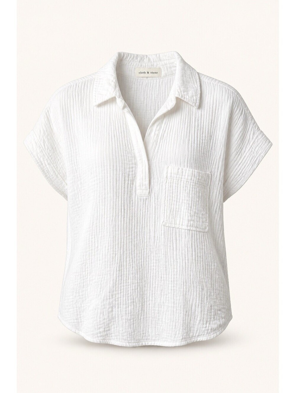 Cloth & Stone Anthropologie Women’s White Cotton Gauzy Colared Top Sz S